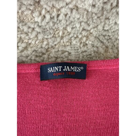 Saint James Size 8 Wool V Neck Minimalist Top Pink Long Sleeve Casual - Picture 6 of 10